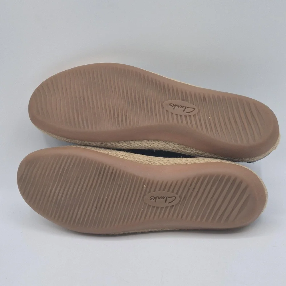 Clarks Collection Shoes Womens Size 8.5 Navy Perforated Espadrille Slip On‎ Flat